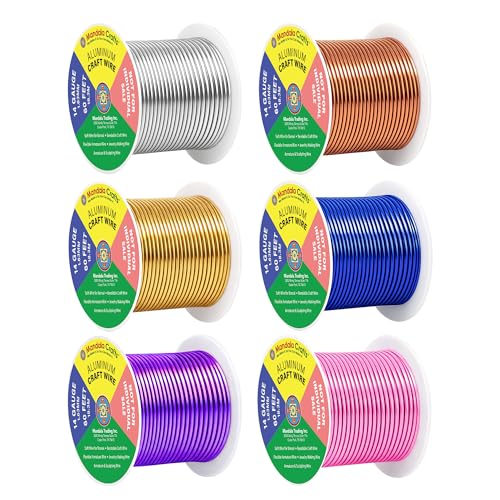 Image of Mandala Crafts 14 GA Gold Blue Purple Assorted Anodized Aluminum Craft Wire | 330 FT, Colored, Flexible, Bendable for Bonsai Armature Sculpting Wire Wrapping Jewelry Making, Weather & Tarnish Resistant