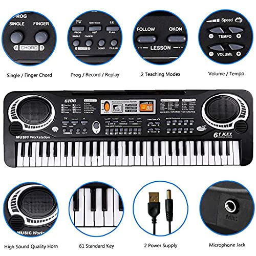 Enfants Piano Clavier électrique, 61 Touches avec Microphone éducation Toy Musique Enfants Jouet éducatif, enseignement… - Les Beatles, Paul McCartney, John Lennon, RIngo Starr, George Harrison Enfants Piano Clavier électrique, 61 Touches avec Microphone éducation Toy Musique Enfants Jouet éducatif, enseignement… – Image 4