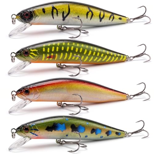 Paradox Fishing Flanking Flash Hecht Wobbler Set 4 Stück | 12,5cm / 24g Hechtköder schwimmend mit Lauftiefe 1,5m, UV-aktiv & Rasseln, inkl. Tackle-Box & 2 Stahlvorfächern