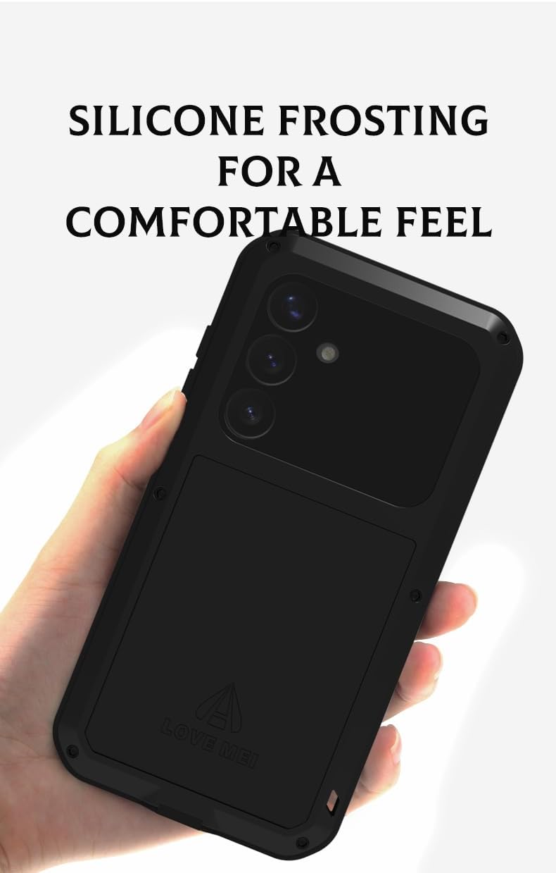 LOVE MEI Compatible with Samsung Galaxy S25 Plus Case, Outdoor Sports Military Heavy Duty Shockproof Dustproof Hybrid Aluminum Metal+Silicone+Tempered Glass Hard Cover (Green)