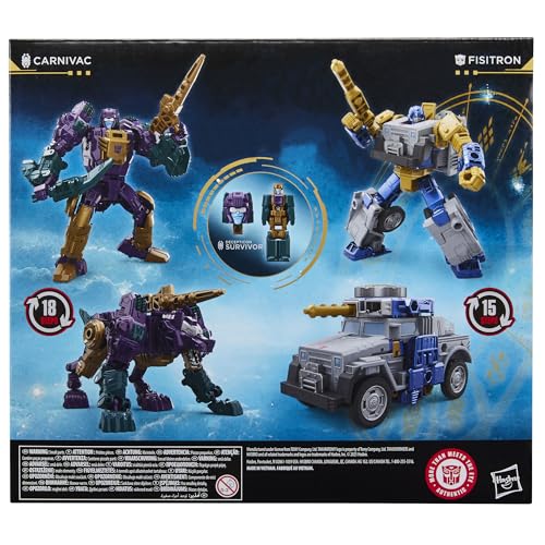 Transformers, Age of The Primes Wreck 'n Doom Collection, Fisitron e Carnivac, Confezione da 2 Action Figure Convertibili