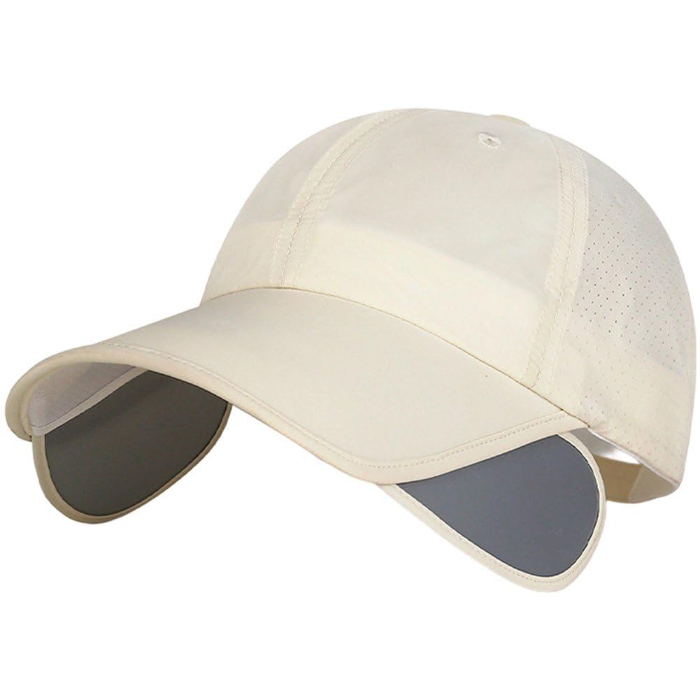 Sslvya Summer Baseball Cap with Retractable Visor Widened Brim Sports Hat for Travel Hiking Golf Running Camping Fishing