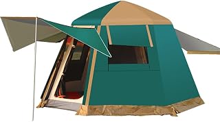 Barraca de acampamento familiar Dupla Camada Barraca Hidráulica de Abertura Automática Barraca com Alpendre para Escalada Pesca Festivals Jardim small gift