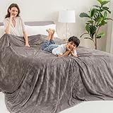 Berkshire Blanket VelvetLoft Big Oversized King Family Blanket, All Season Mid-Weight Ultra Silky and Fuzzy, Seamless Extra Large(Charcoal Gray, 120x120 Inches)