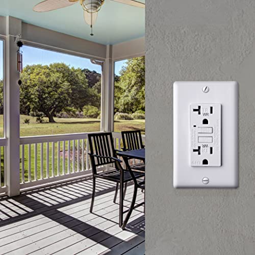 Faith [5-Pack] 20A Outdoor Gfci Outlets, Weather And Tamper-Resistant Gfi Duplex Receptacles, Self-Test Wr Tr Ground Fault Circuit Interrupter With Wall Plate, Etl Listed, White #TOP6
