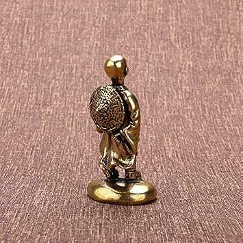 Small Copper Crafts Pure Copper Pocket Small Monk Zen Sculpture Fragments Creative Bronze Statue Novelty Gift
