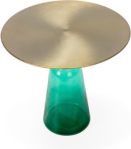 Miniatura 2 de Mesa Auxiliar 49 x 49 x 50 Metal DoradoVIDRIO Verde
