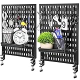 Marspark Clamp-on Desk Pegboard 2-pack (24" x 16" Combined Size) Privacy Divider & Desk Partition Panel Office Accessory Organizer No-drill Mounted Pegboard for Home, Office, Gaming, Black