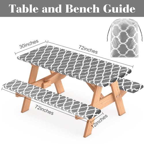Nappe de camping en vinyle imperméable avec élastique pour table et bancs extérieurs - 3