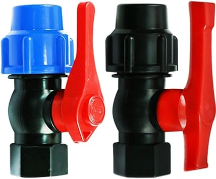 DOLUNTO Needle Valve 1 Inch Female Thread 32mm Plastic Core Ball Valve Blue Black Caps Adapter PE Pipe Fittings Quick Connector for Irrigation Specification Blue Cap