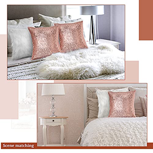 Irenare 4 Pcs Sequin And Fluffy Pillow Cases Winter Faux Fur Throw Pillow Covers Glitter Pillow Cases Soft Fuzzy Cushion Cover For Couch Bed Sofa Christmas Day (Rose Gold, White, 18 X 18 Inch) #TOP4