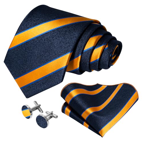 Image of 5PCS Mens Premium Silk Tie, Pocket Square, Cufflinks, Drilled Tie Ring and Lapel Pin Set for Wedding Groom Party