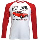  Teesandengines Men\'s FIAT 128 Coupe 1300 Vintage Red Long Sleeved T-Shirt Size XLarge
