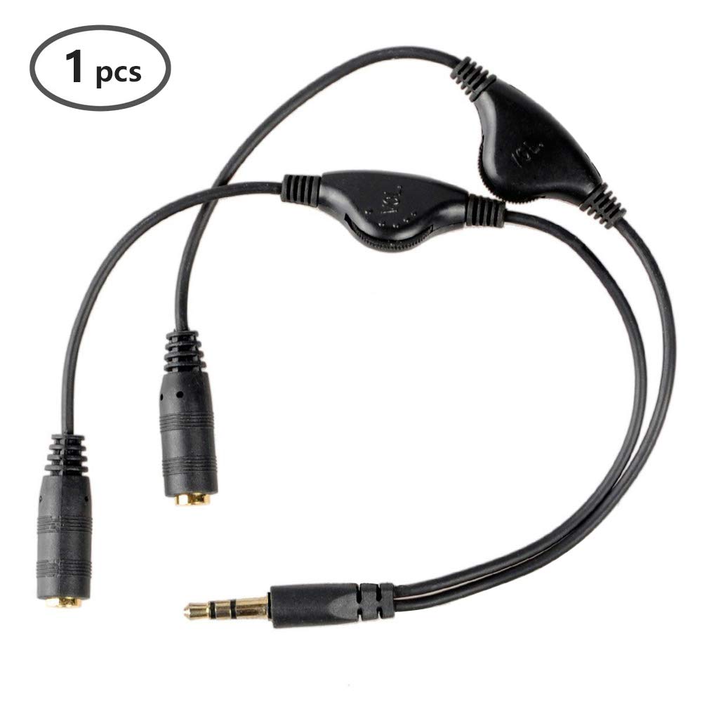3.5mm Stereo Headset Splitter,Headphone Stereo Audio Y Splitter Cable Cord with Separate Volume Control for Headphone and Speaker, Volume Control Switch (1 pcs)