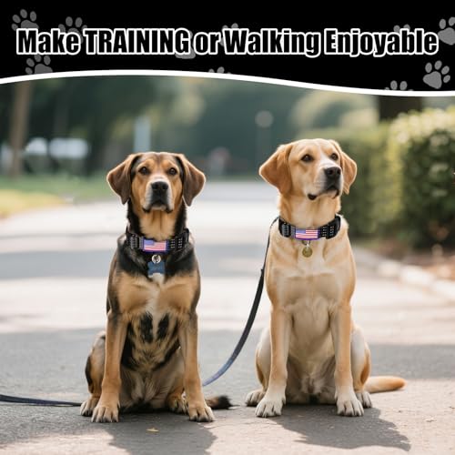 Image of Martingale Dog Collar Reflective NO Pull with USA Flag, M,Black | Escape Proof without choking,Adjustable Limited Slip Collar with Quick Release Buckle, Nylon Walking Collar for S M L Dogs