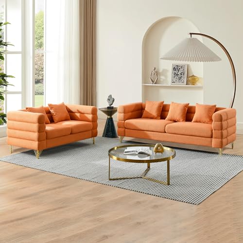 mikibama Teddy Sofa Set 3-Seater & Loveseat with Pillows
