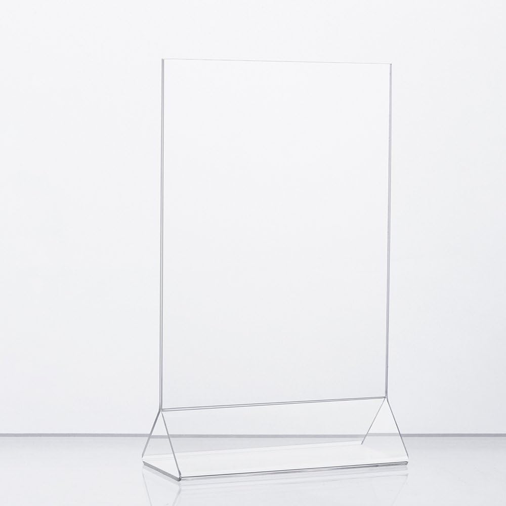 TWING Table Menu Sign Display Holder - Upright Ad Frame Brochure Holder - Clear Acrylic 5x7inches Pack of 3