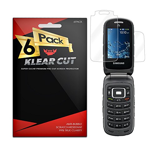 Samsung Rugby 4 Screen Protector [6-Pack], Klear Cut High Definition Clear Screen Protector for Samsung Rugby 4 PET Film Anti-Bubble Shield