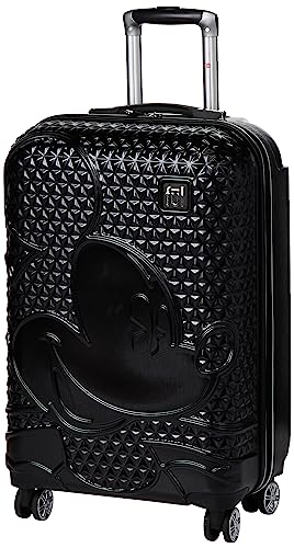 FUL Disney Mickey Mouse (Set of 3) Rolling Luggage Set, Hardside Suitcase with Spinner Wheels, 21 Inch, 25 Inch and 29 Inch, Black
