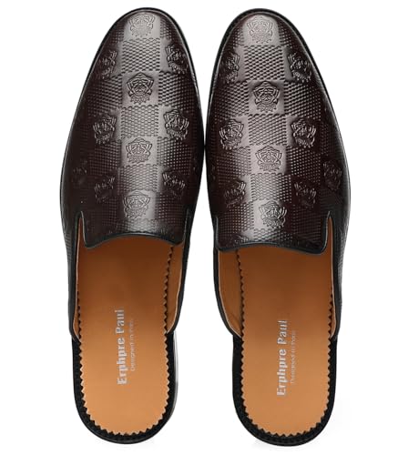 Mens Backless Loafers Genuine Leather Mules Shoes4