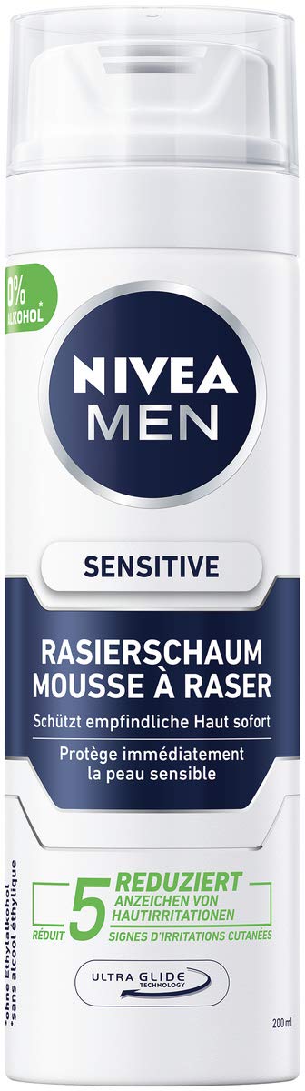 NIVEA MEN Espuma de afeitar Sensitive, espuma de afeitar para un afeitado suave y suave, espuma de afeitar para hombre