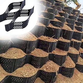 Slope Grid Erosion Control for Steep Hillsides - 2" Depth Geogrid Stabilizer for Driveways Retaining Walls Wet Clay Areas - 1x5m (3.3x16.5ft) Pea Gravel Foundation Solution