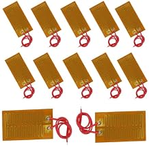 12PCS Film Heater Plate Adhesive Pad 12V 7W,PI Heating Elements Film Strip Heater Adhesive Polyimide Heater Plate with 15CM Cord12V 7W 25mmx50mm