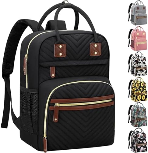 Tenot Diaper Bag Backpack for Women with Insulated Pockets Black