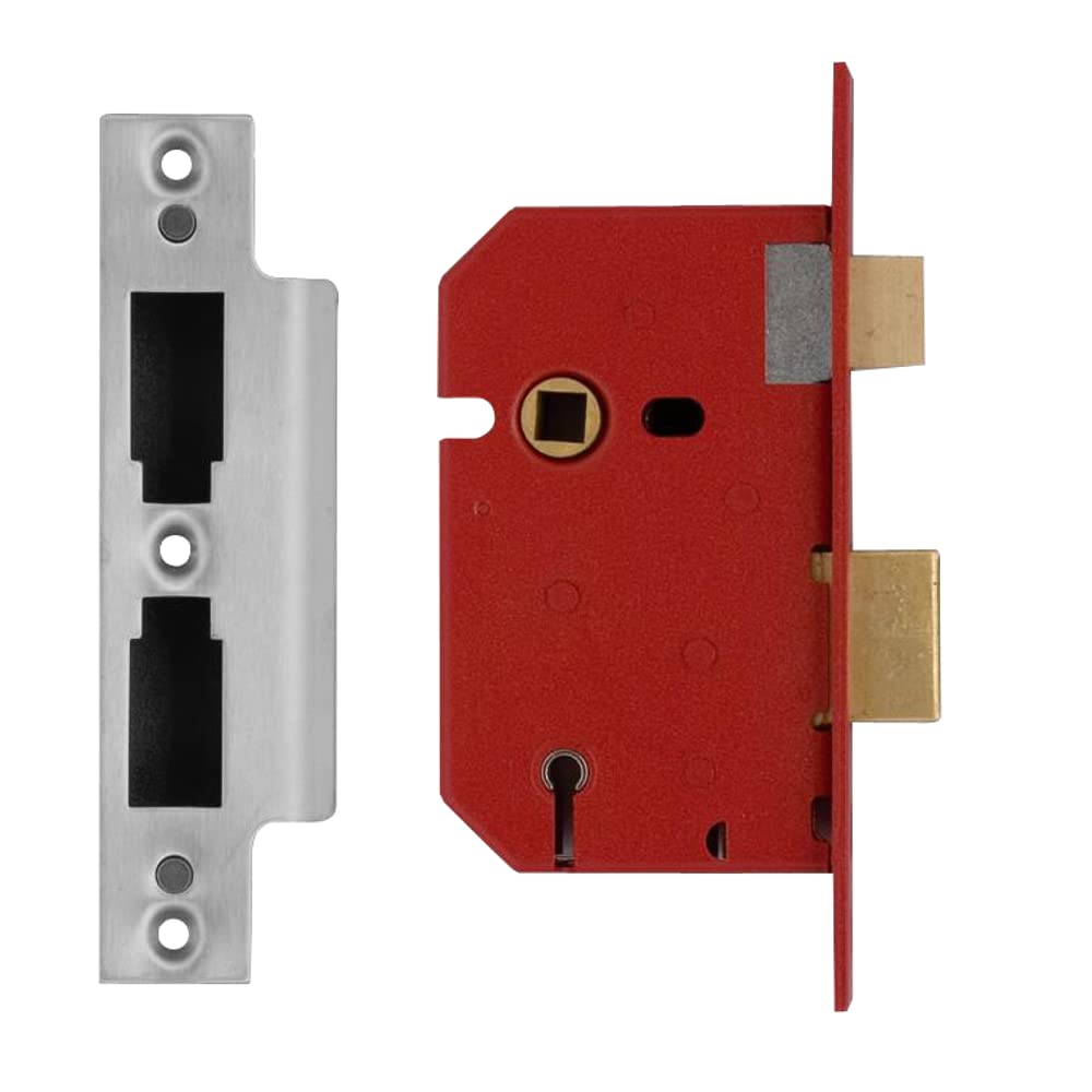 Union Locks 2201 Einsteckschloss mit 5 Zuhaltungen, 65 mm, satiniertes Chrom