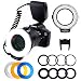 Produktbild Macro LED Ringblitz, PLOTURE Flash Light Makrofotografie-Licht mit LCD Display Power Control, 4 Blitzdiffusoren, 8 Adapterringe für Canon Nikon und andere DSLR-Kameras