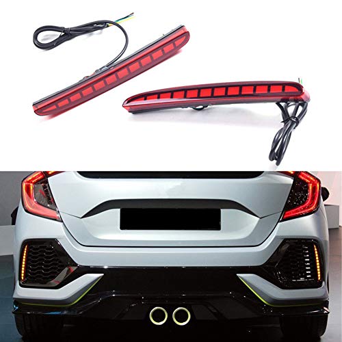 2 Peças Refletor Seqüencial De Carro Led Luz De Freio Traseira Pára Choques Lâmpada De Neblina Para