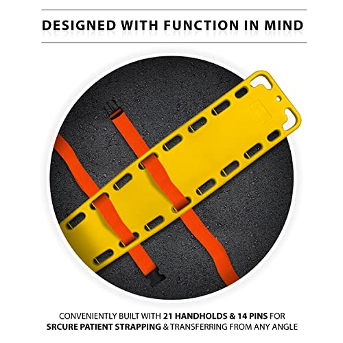 Spine Board Stretcher Backboard for Patient - EMT Backboard Immobilization Portable Patient Transport Rescue Lightweight PE Plastics Ambulance Stretcher Gurney, Yellow