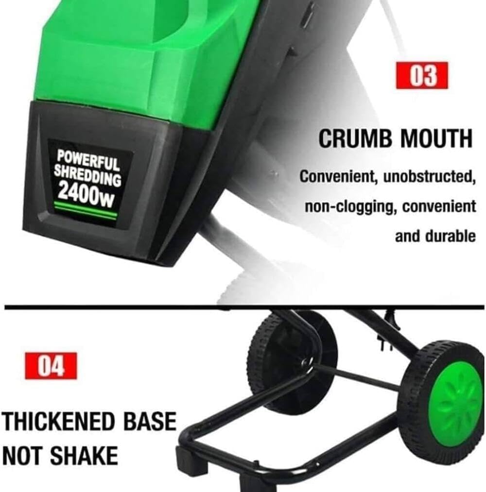 Wood Chipper, Electric Garden Shredder, with 50L Collection Bag, 40mm Cutting Capacity, Powerful Leaf Mulcher for Branches, Leaves & Garden Waste