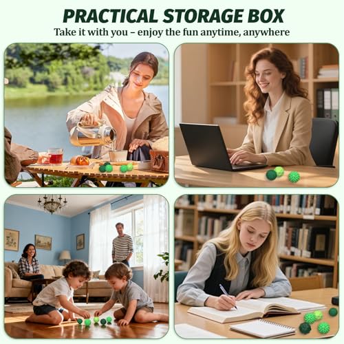 8 Zestaw Magnetycznych Fidget Toys – 4 modele silikonowych kulek + pudełko do przechowywania – Antystresowe zabawki sensoryczne dla dzieci i dorosłych, pomoc w koncentracji i relaksie (Zielony)