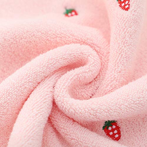 Toalla de baño de algodón puro premium con delicado bordado de fresa rosa 7