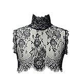 Lace Floral High Neck Turtleneck Fake Collar Sleeve Pullover Underwear Collar
