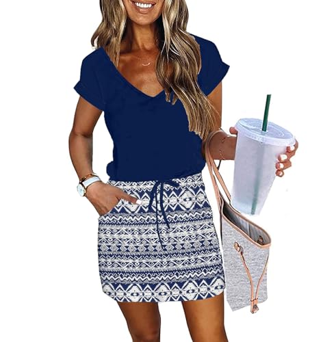 Womens Summer Dress Lantern Sleeve Square Neck Tie Front A-Line Double Layer Hem Mini Dresses