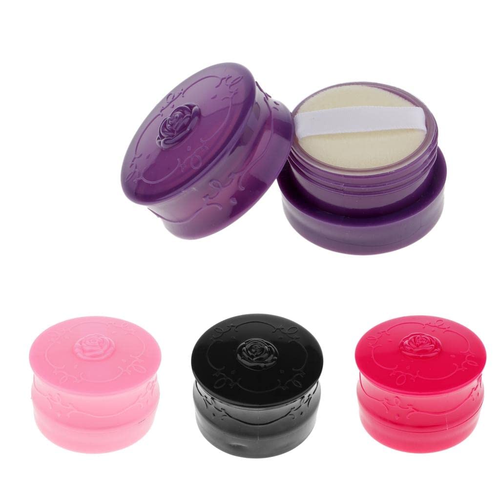 Indy Travel Empty Makeup Loose Powder Container Case with Puff Sifter Black