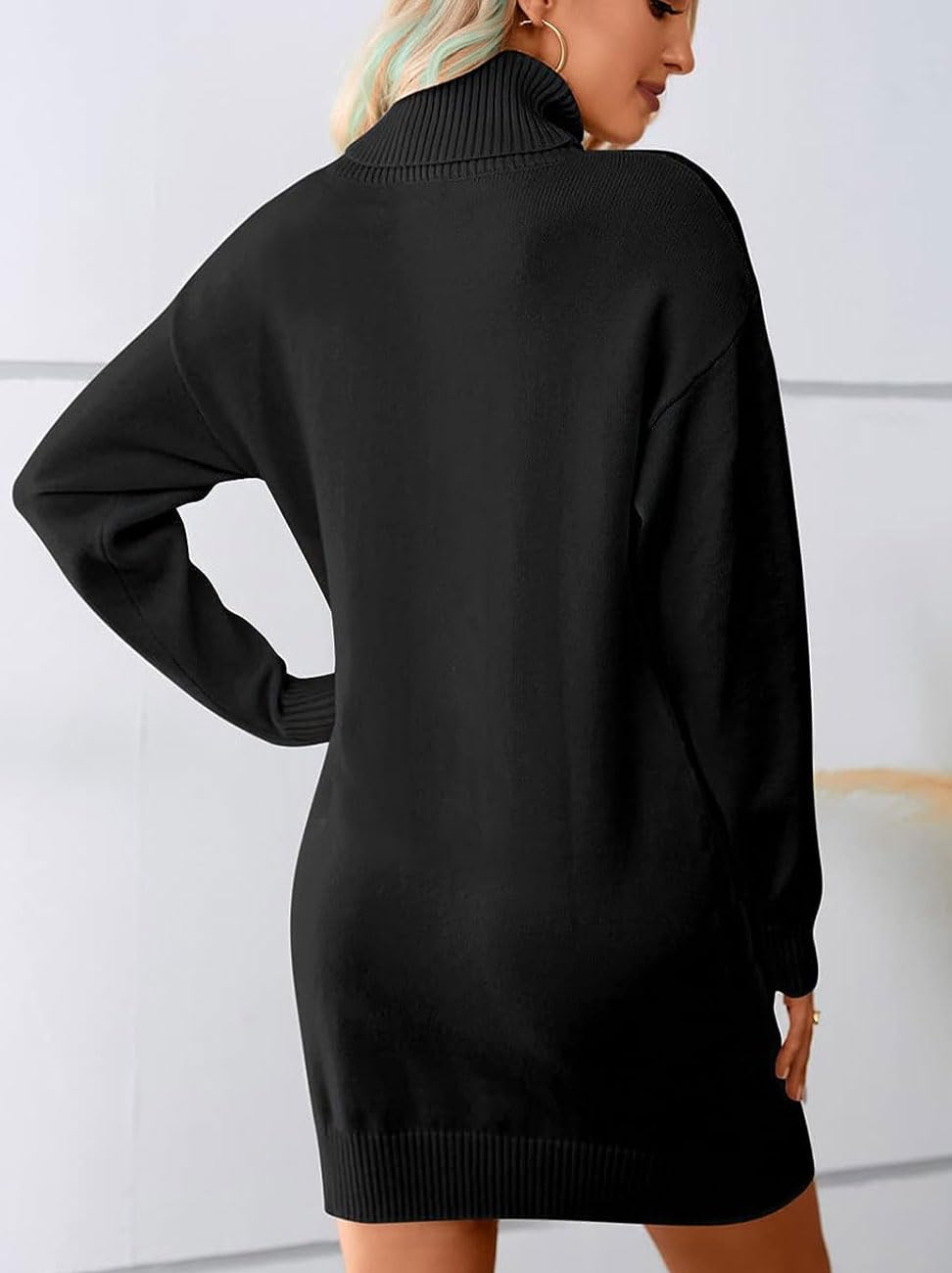 JFAN Vestito Donna Invernale a Collo Alto in Maglia Abito Maglione Donna Vestiti Casual Elegante Lungo