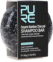 Shampoo de Bambu e Carvão Vegetal PURE, Escurece Cabelo e Barba, Promove Crescimento Saudável, Para Cabelos Secos e Danificados, Embalagem com 2 Unidades