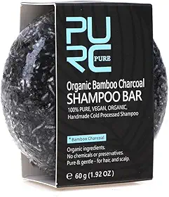 Shampoo de Bambu e Carvão Vegetal PURE, Escurece Cabelo e Barba, Promove Crescimento Saudável, Para Cabelos Secos e Danificados, Embalagem com 2 Unidades