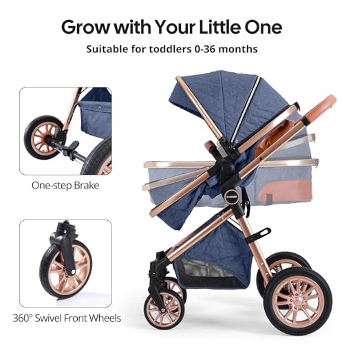 Image of Cochildor DuraFlex 2 in 1 Baby Stroller, Foldable Travel Stroller