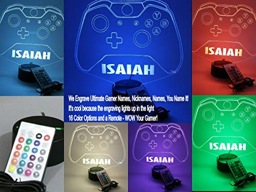 Video Game Controller Night Light Up Desk Table Lamp Led Personalized Free Engraved Gamer Gaming Room, Our Newest Feature, Most Popular, It's Wow, With Remote 16 Colors Energy Efficient, Great Gift #TOP2