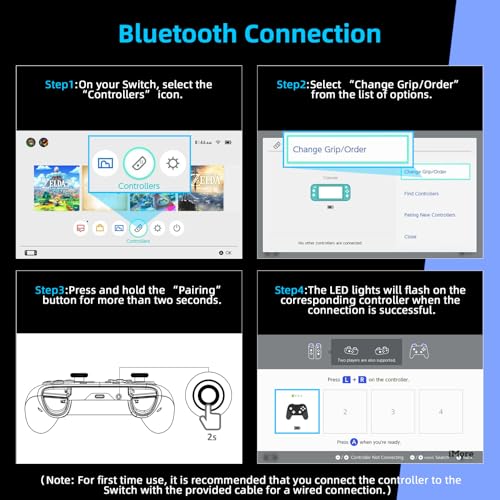 Image of NexiGo Wireless Controller (No Deadzone) for Switch 2 and Switch, Extra Controllers for Nintendo Switch Controllers, Bluetooth Switch Controller, Turbo and LED Light (White & Blue)