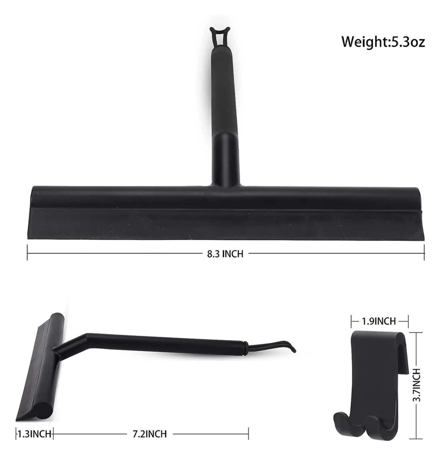Raschiello Per Doccia Tergivetro for doccia, detergente for porte in vetro, raschietto for pareti con supporto in silicone, for la pulizia dello specchio del bagno, dei vetri(Black 2 pack)