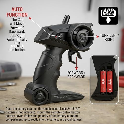 Image of Amazon Brand - Jam & Honey Off Roader Rechargeable Remote Control Car | RC Monster Truck with LED Headlights, Type-C Charging, Anti-Skid Tyres, 120 Ft Range | 2.4GHz Remote Controller (MT507) (Black)