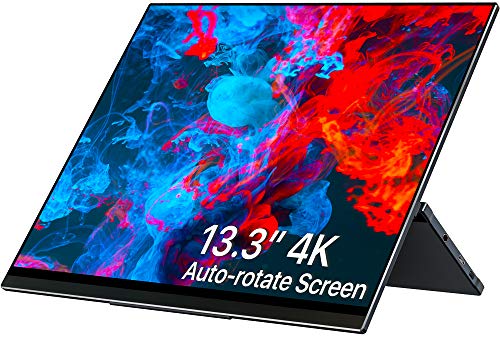 Auto-Rotating Portable Monitor - 13.3 Inch 4K UHD 10 Finger Touchscreen HDR FreeSync