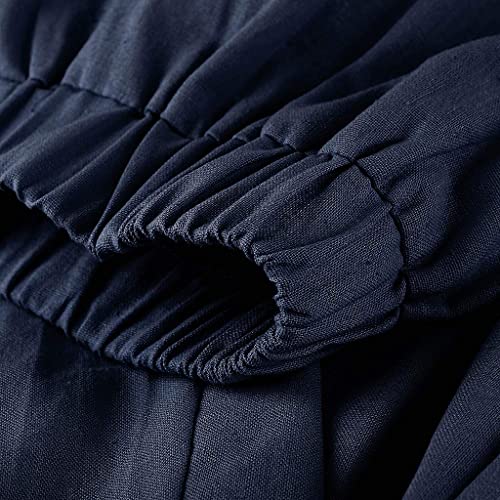 Image of Womens Cotton Linen Capri Pants Casual Elastic Printed Ankle Pants | Cotton Linen Capri Pants for Women 2025 Casual Printed Cropped Palazzo Pants Elastic Waist Lounge Baggy Trousers