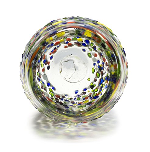 Mexican Hand Blown Glass Confetti Barrel Tequila - Whisky - Vodka Shots - Tequilero De Vidrio Soplado Barril Confeti Original Artisan (6 Pack) #TOP2