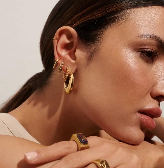 Hey Harper Hoop Earrings For Women Trendy - Lightweight Waterproof & Sweatproof Jewerly - Image 9